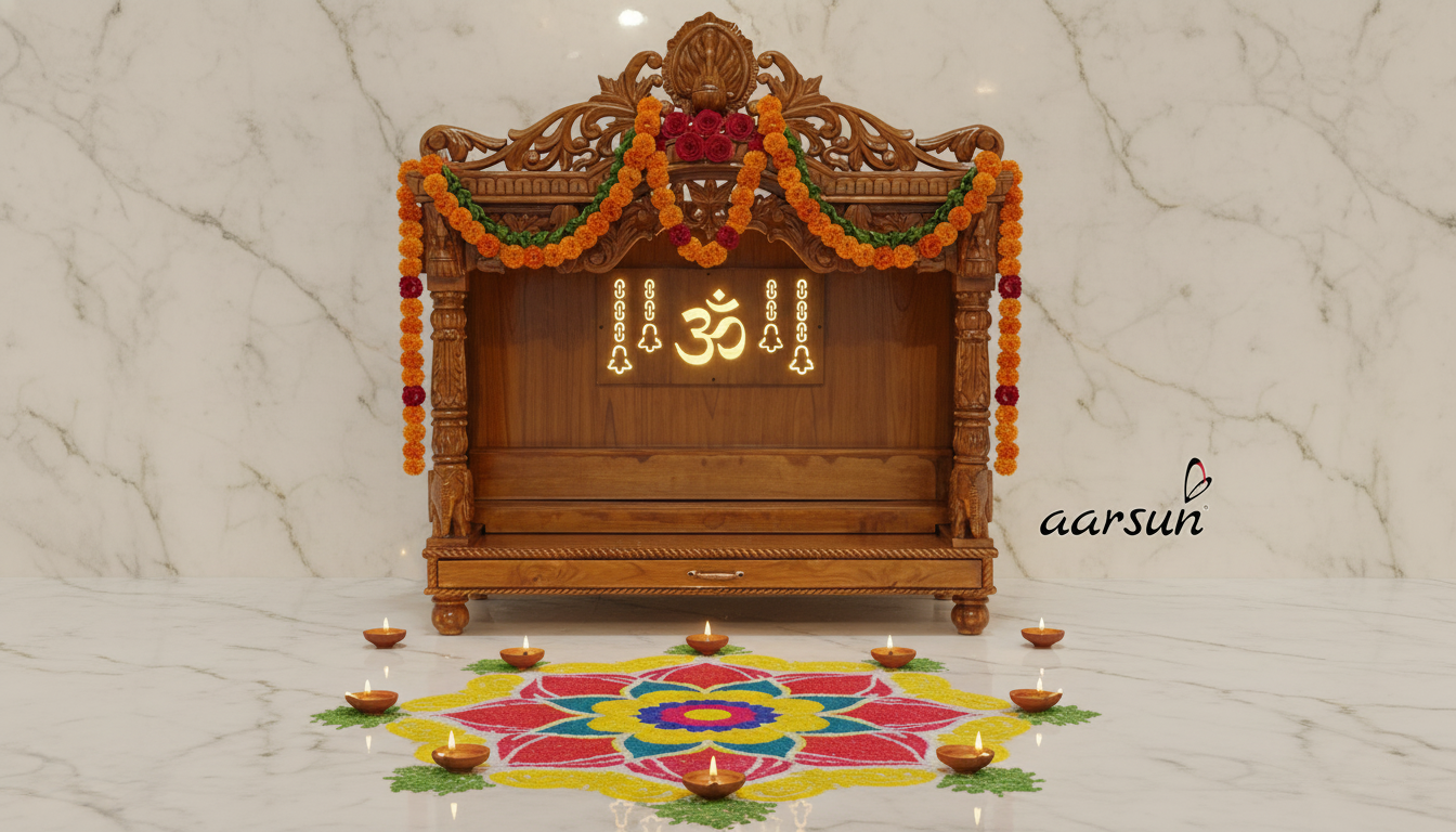 Traditional Wooden Temple with Modern Finish